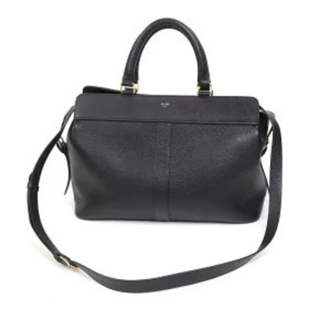 Celine Cabas de Handbag Grain Leather Black Crossbody Bag - Picture 10 of 12